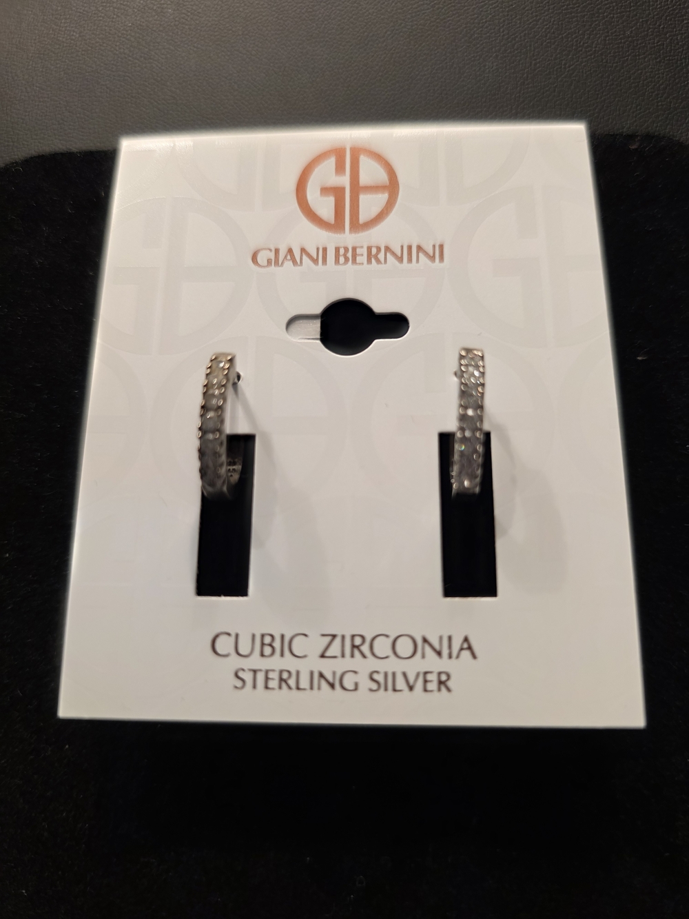 #384 Giani Bernini Sterling Silver Cubic Zirconia Hoop Earrings - Silver